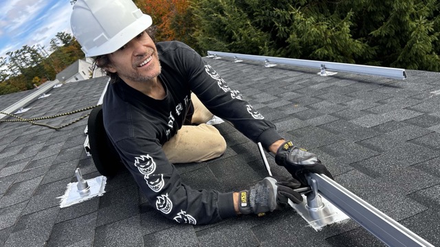 Jim installs the Iron Ridge rail system