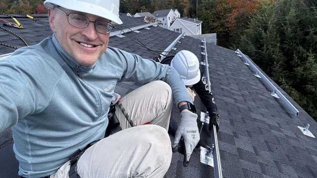 Paul and Jim on the rooftop in Westbrook Maine